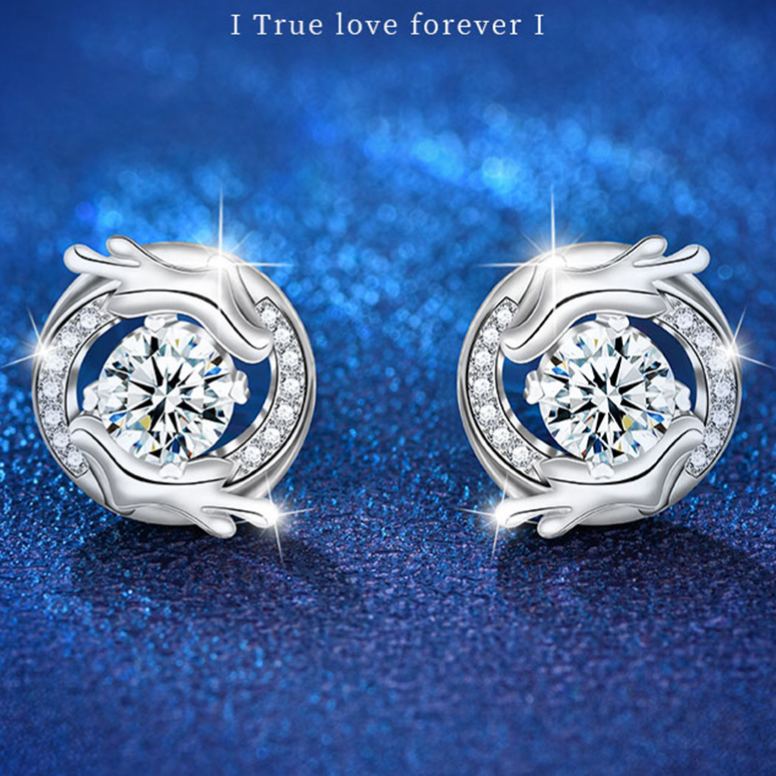 925 Sterling Silver New Chinese Style Zodiac Dragon Moissanite Earrings