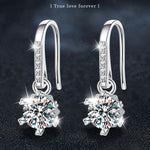 925 Sterling Silver Moissanite Classic Six-Prong Ear Hooks