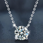 S925 Sterling Silver Moissanite Simple and Light Luxury Classic Four-Prong Necklace