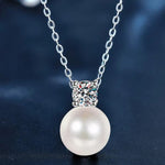 S925 Sterling Silver Moissanite Pearl Necklace