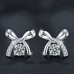 S925 Sterling Silver Moissanite Bow Earrings