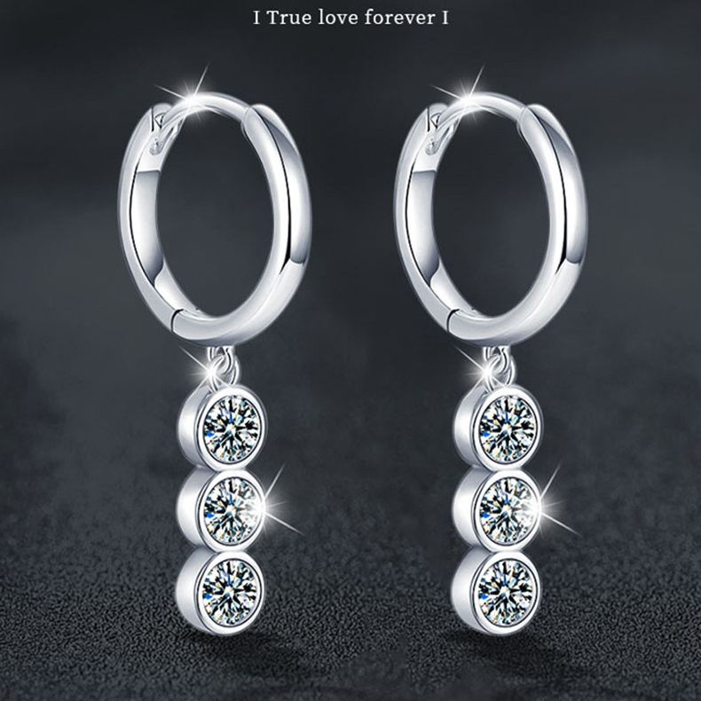 Tassel-shaped moissanite earrings in 925 sterling silver