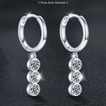 Tassel-shaped moissanite earrings in 925 sterling silver