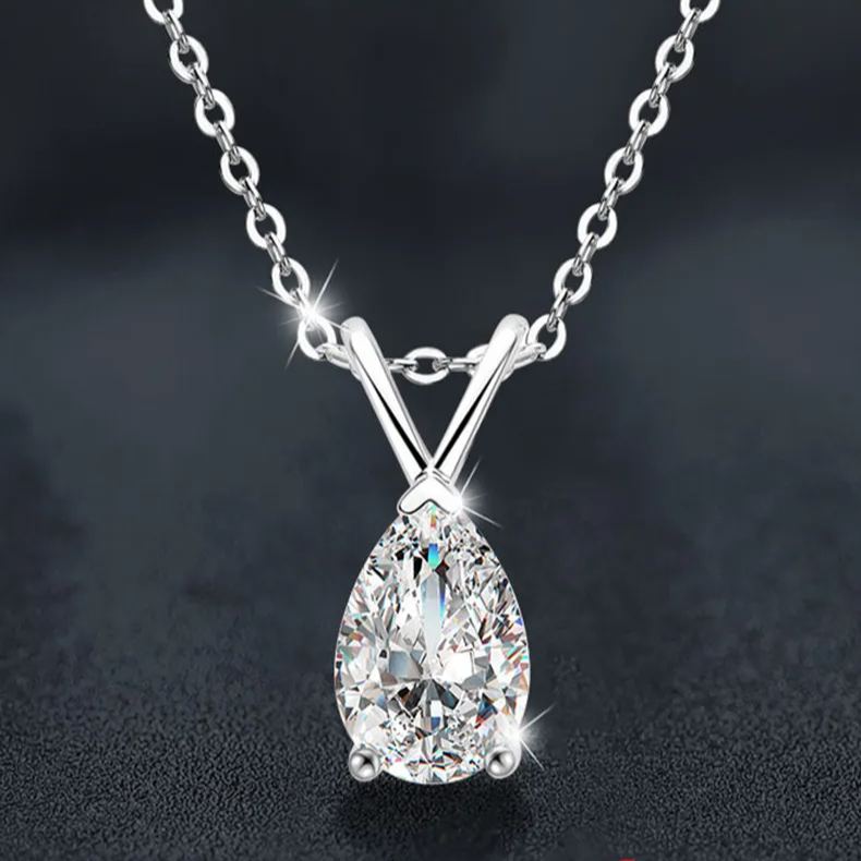 S925 Sterling Silver Moissanite Water Drop Necklace