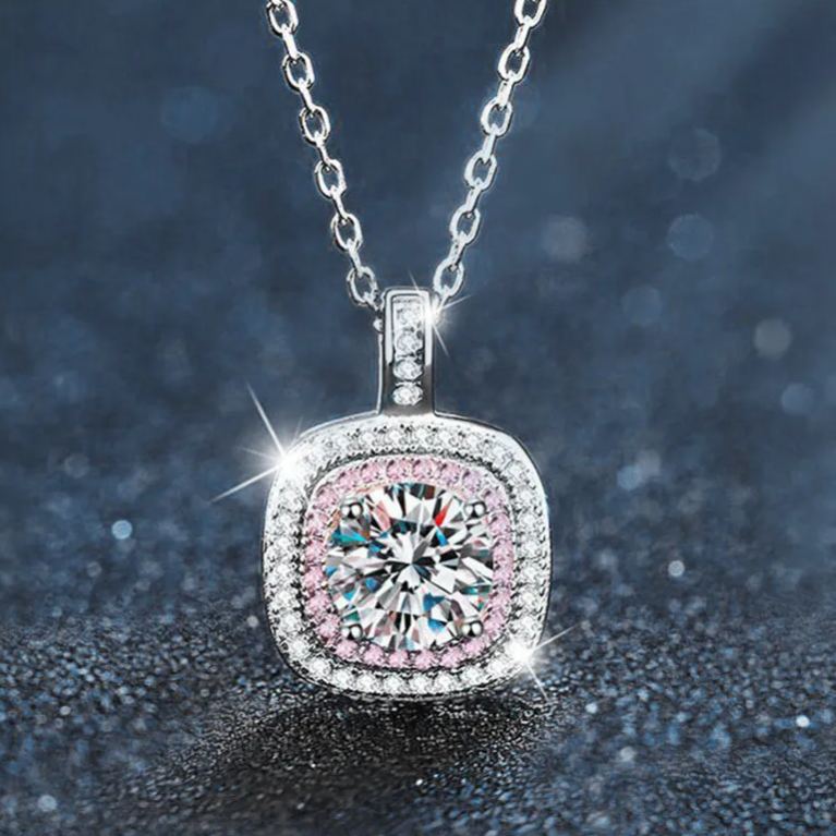 S925 Sterling Silver Moissanite Cube Sugar Pendant Necklace
