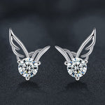 S925 Sterling Silver Moissanite Angel Wing Earrings