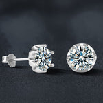 925 Sterling Silver Six-Prong D-Color Moissanite Earrings