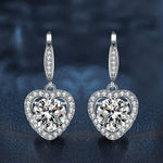 S925 sterling silver heart-shaped earrings with moissanite hooks