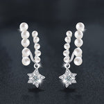 French elegance S925 sterling silver moissanite five-pointed star double-row pearl stud earrings