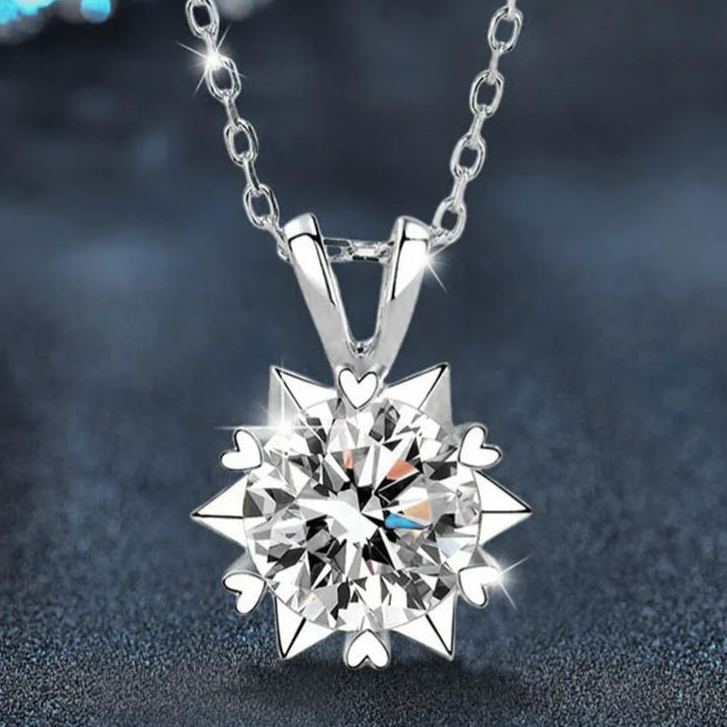 S925 Sterling Silver  Moissanite Heart-Shaped Necklace