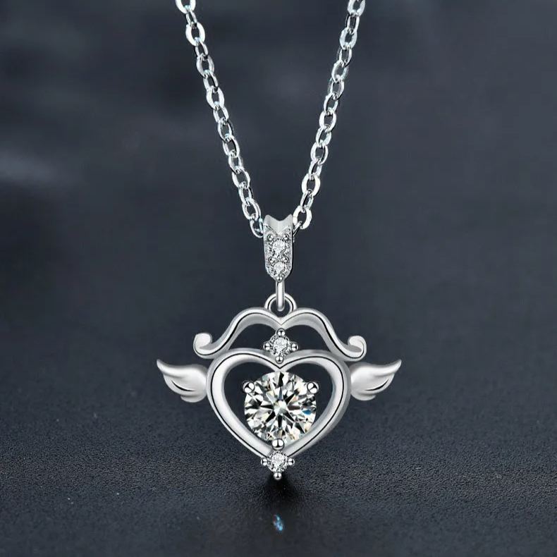 S925 Sterling Silver Moissanite the Arrow of Love Necklace