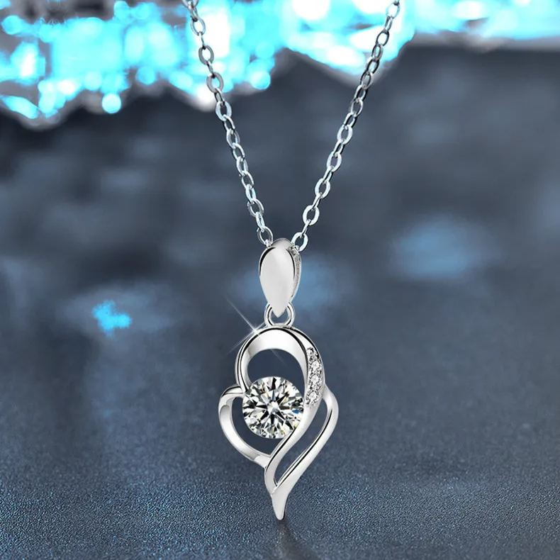 S925 Sterling Silver Moissanite Angel Wings Necklace