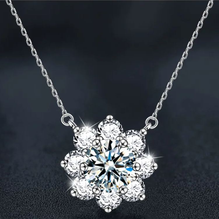 S925 Sterling Silver Moissanite Eight Awn Star Necklace