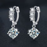 S925 Sterling Silver Moissanite Four-Prong Pendant Earrings