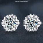 Versatile Christmas jewelry: Moissanite S925 sterling silver heart and snowflake earrings