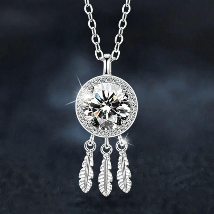 S925 Sterling Silver Moissanite Dreamcatcher Necklace