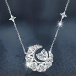 S925 Sterling Silver Moissanite Star Moon Necklace
