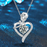 S925 Sterling Silver Heart-shaped Rose Moissanite Necklace
