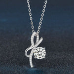 S925 Sterling Silver Bow Moissanite Necklace