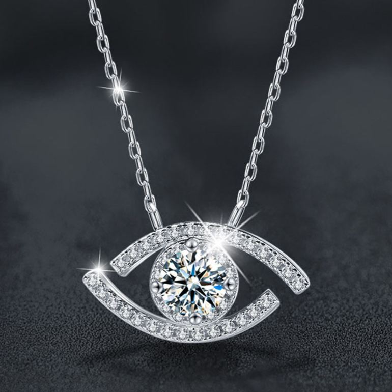 S925 Sterling Silver Moissanite Devil's Eye Pendant Necklace