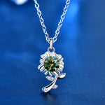S925 Sterling Silver Moissanite Sunflower Flower Pendant Necklace