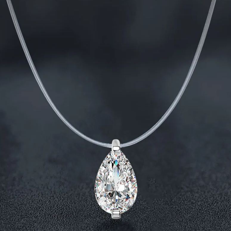 S925 Sterling Silver Mermaid Tears Moissanite Water Drop Pendant Necklace