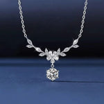 S925 Sterling Silver Moissanite Flower Wheat Necklace