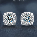 Moissanite & S925 Silver Square Stud Earrings