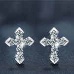 S925 Sterling Silver & Moissanite Cross Stud Earrings