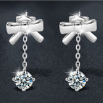 Premium & Niche Tassel Earrings — 925 Silver & Moissanite Bowknot Design