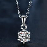 S925 Sterling Silver Moissanite Six Claw Pendant Necklace