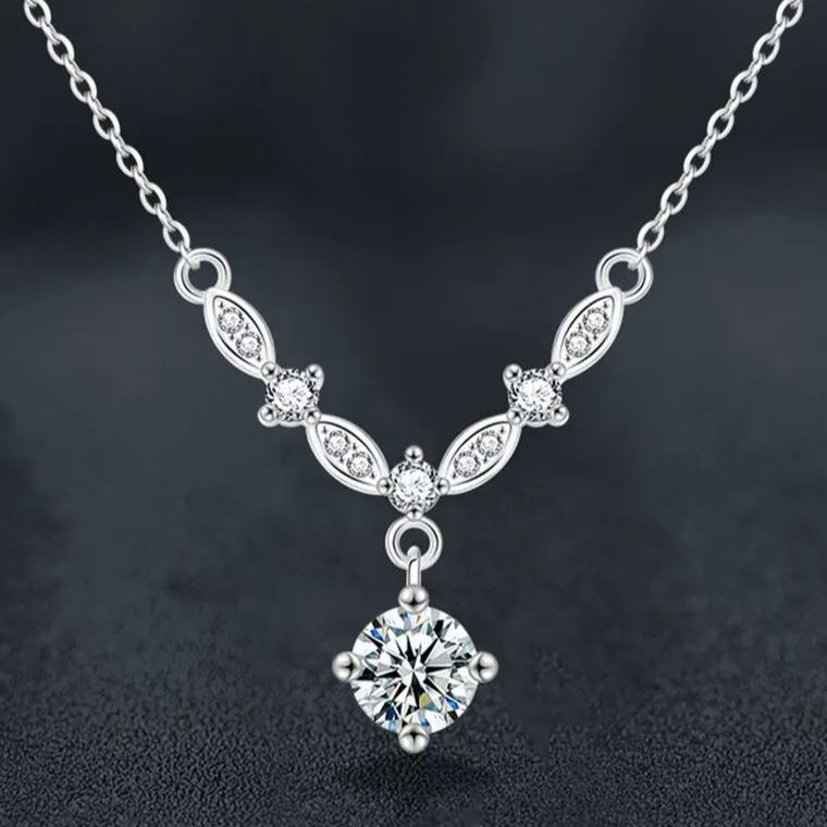 S925 Sterling Silver Moissanite Shining Star River Necklace