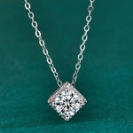 S925 Sterling Silver Moissanite Simple Cube Sugar Necklace