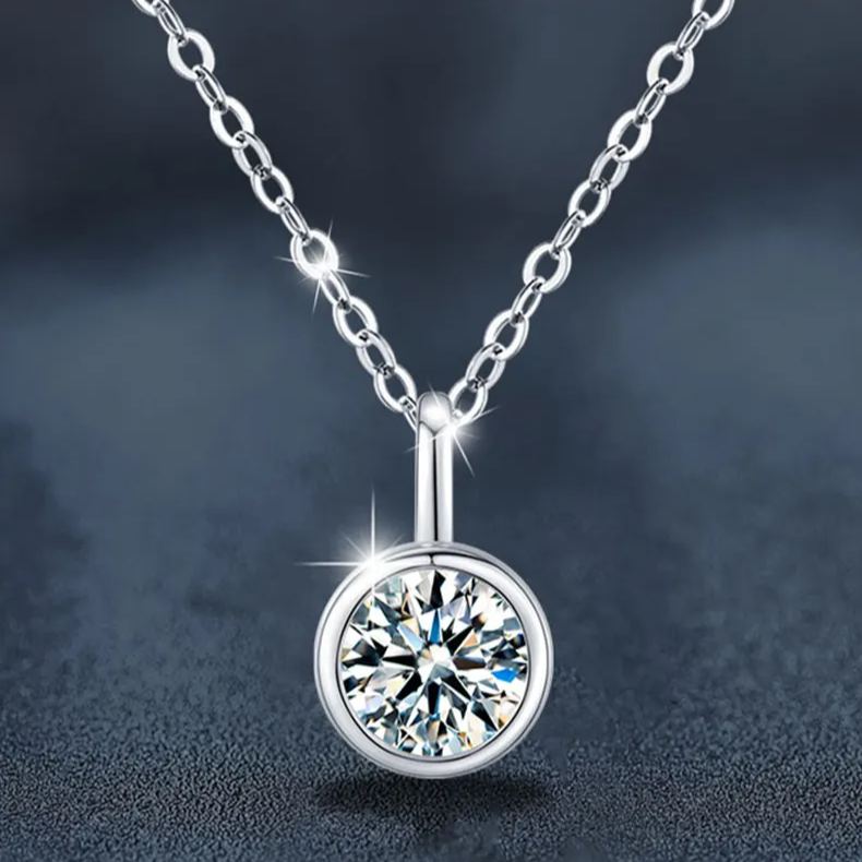 S925 Sterling Silver Moissanite Bubble Pendant Necklace