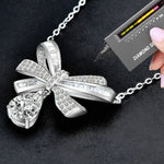 S925 Sterling Silver Tassel Bow Water Drop Moissanite Pendant Necklace