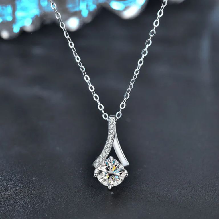 S925 Sterling Silver Herringbone Moissanite Necklace