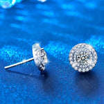 Round Moissanite Stud Earrings — 925 Sterling Silver