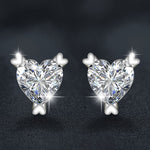Stylish Women's Heart-Shaped Stud Earrings — Moissanite & 925 Silver