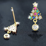 Moissanite Colorful Diamond Christmas Tree Stud Earrings — 925 Sterling Silver