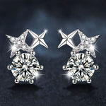 925 Silver Octagram Moissanite Stud Earrings