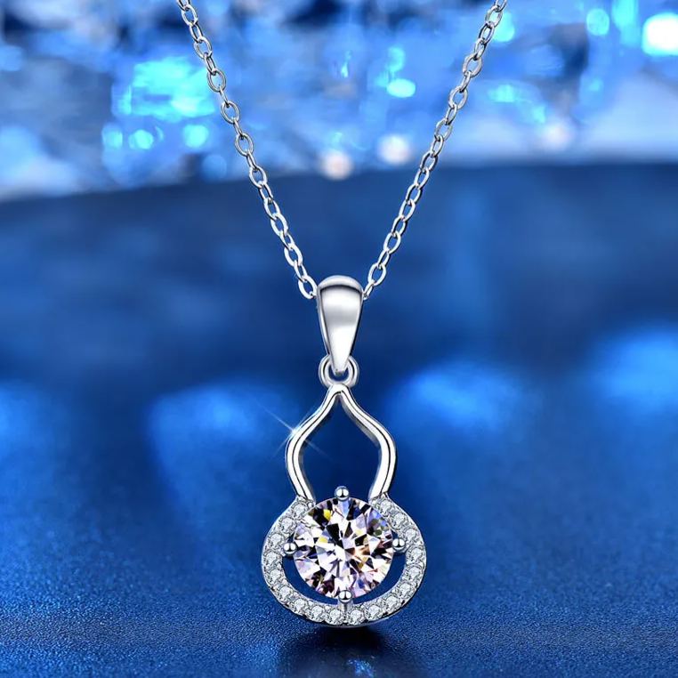 S925 Sterling Silver Moissanite Calabash Pendent Necklace