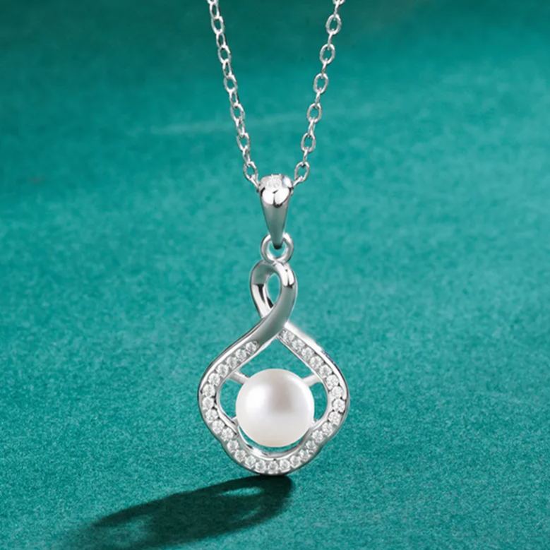 S925 Sterling Silver Moissanite Freshwater Pearl Necklace