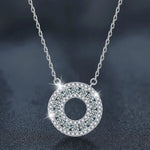 S925 Sterling Silver Moissanite round Pendant Necklace