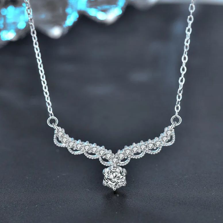 S925 Sterling Silver Moissanite Mori Style Antlers Pendant Necklace