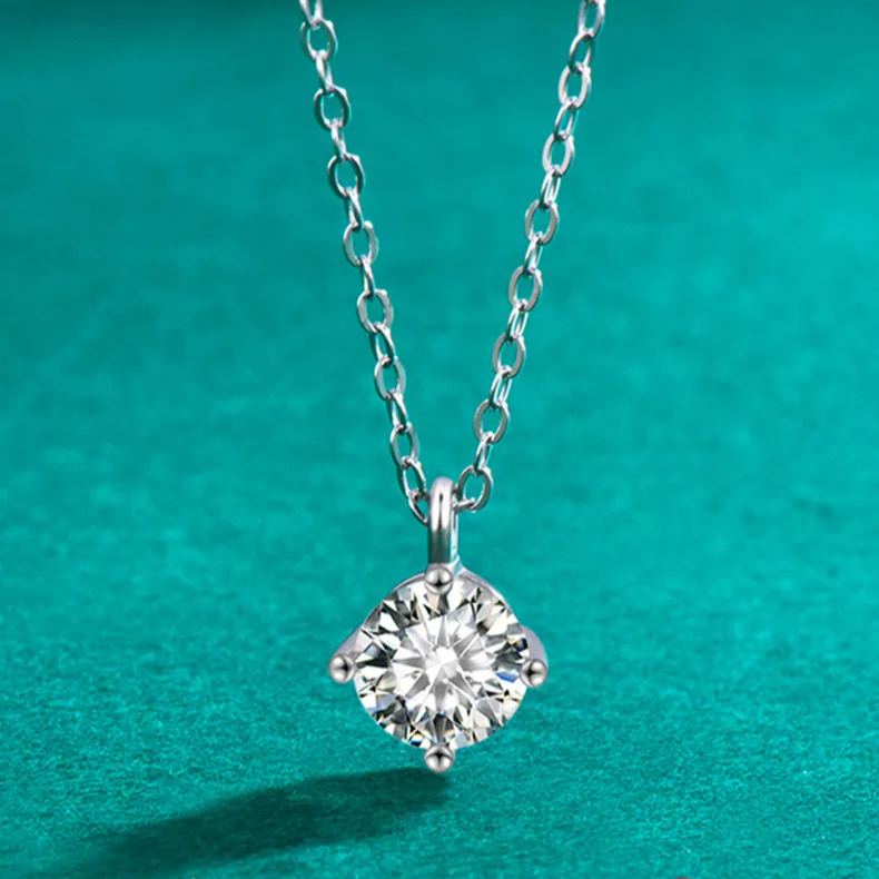 S925 Sterling Silver Moissanite Classic Four-Claw Necklace