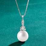 S925 Sterling Silver Moissanite Pendant Pearl Necklace