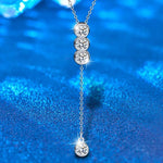S925 Sterling Silver Moissanite Pendant Tassel Necklace