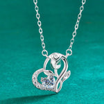 S925 Sterling Silver Rose Heart Moissanite Necklace