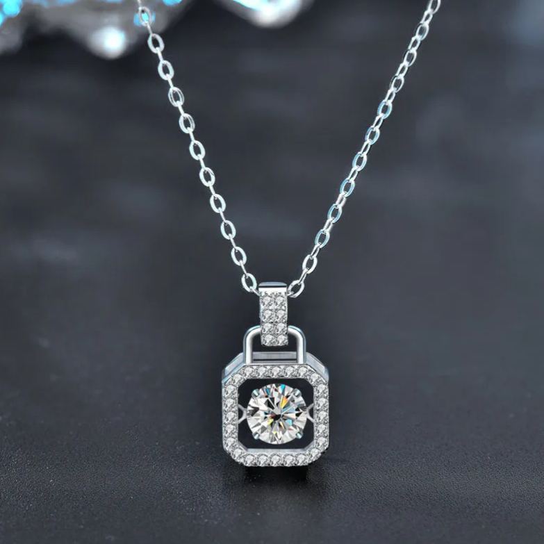 S925 Sterling Silver Moissanite Smart Square Bag Necklace