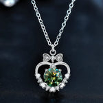S925 Sterling Silver Moissanite Love Heart Bow Tie Necklace